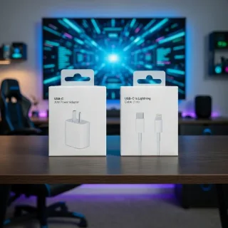 Combo Carga Rápida para iPhone ⚡ Cargador USB-C 20W + Cable USB-C a Lightning (1m)