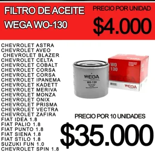Filtro aceite wega Chevrolet fiat