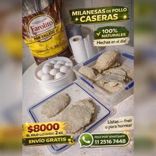 Milanesas de pollo frescas caseras