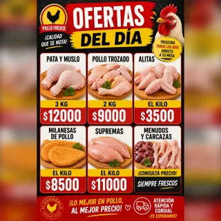 Pollos frescos milanesas de pollo pata y muslos alitas