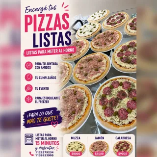 Pizzas listas te salvan el almuerzo,cena, evento