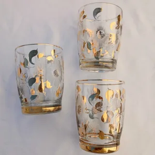 Vasitos Cortos De vidrio Dorado