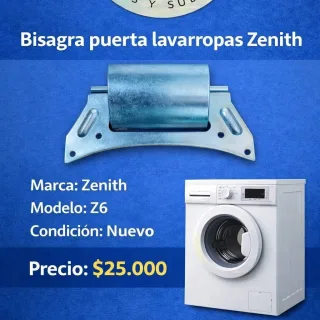 Bisagra puerta lavarropas carga frontal.  Marca: Zenith