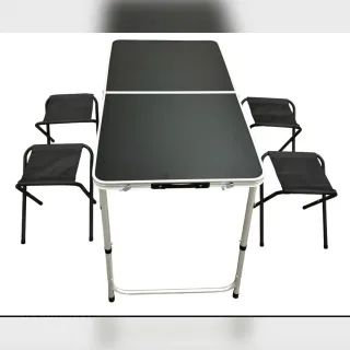 MESA PLEGABLE+4 SILLAS KATO NEGRO Y BLANCO
