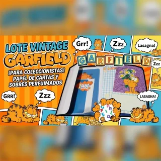 Lote Papel De Cartas Vintage Garfield - Carpeta Contenedora Y Sobres
